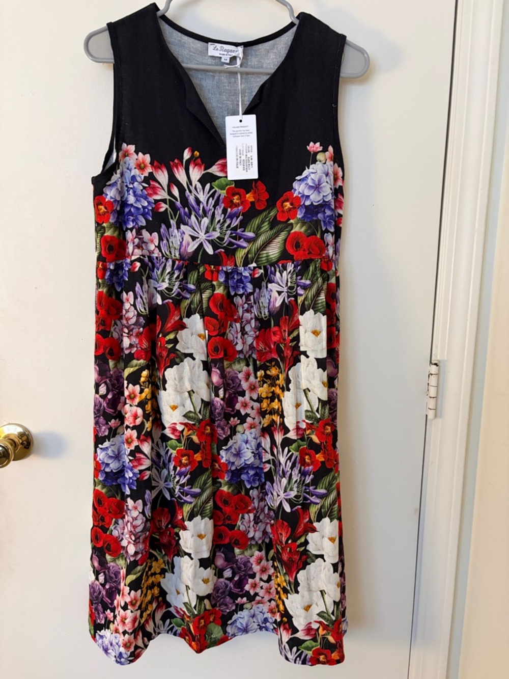 Black Floral Sleeveless Fit & Flare Le Ragazze Dress